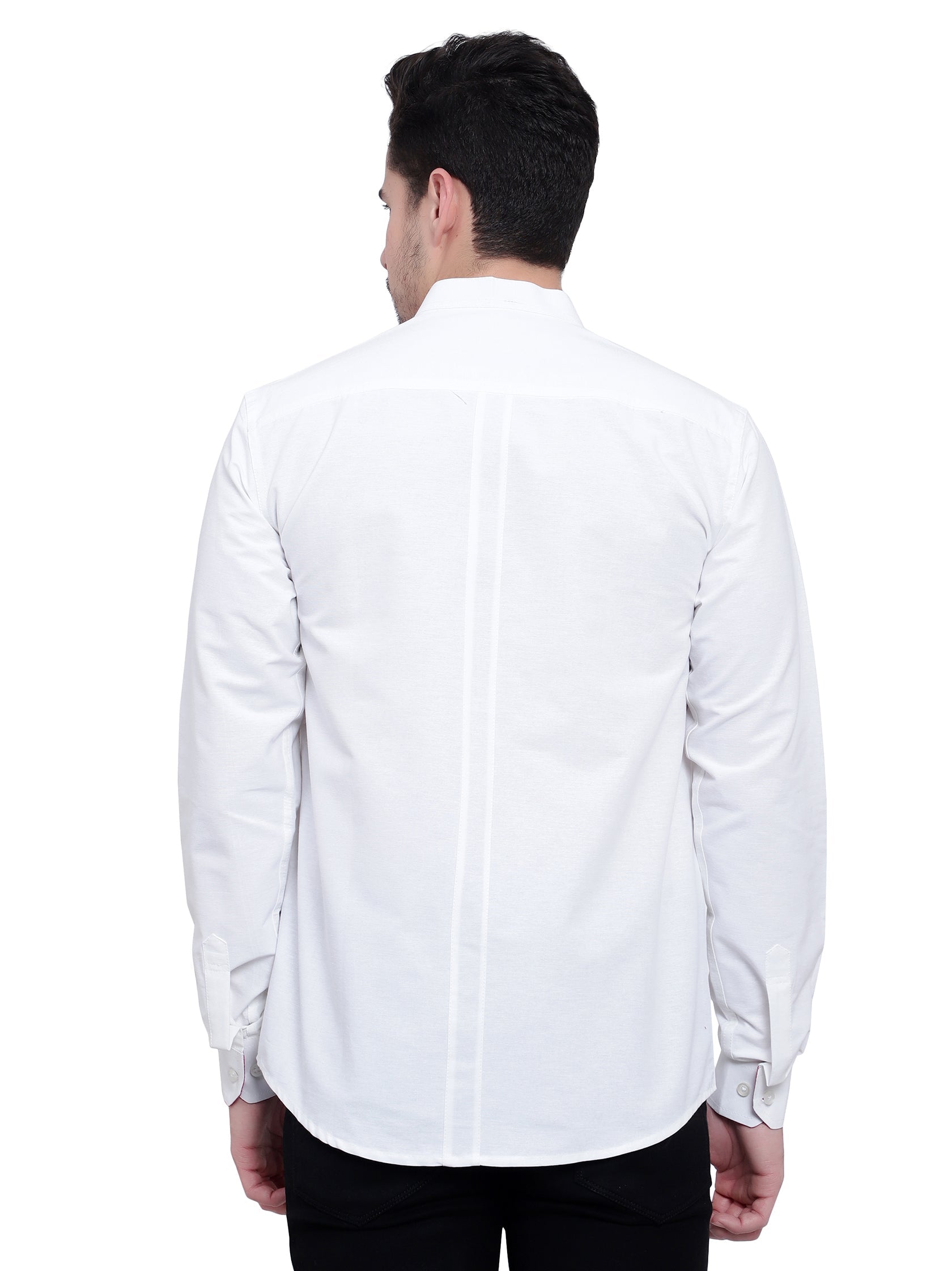 Men Designer Contrast Button Slim Fit Cotton Shirt