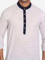 Men Slim Fit Contrast Collar Kurta