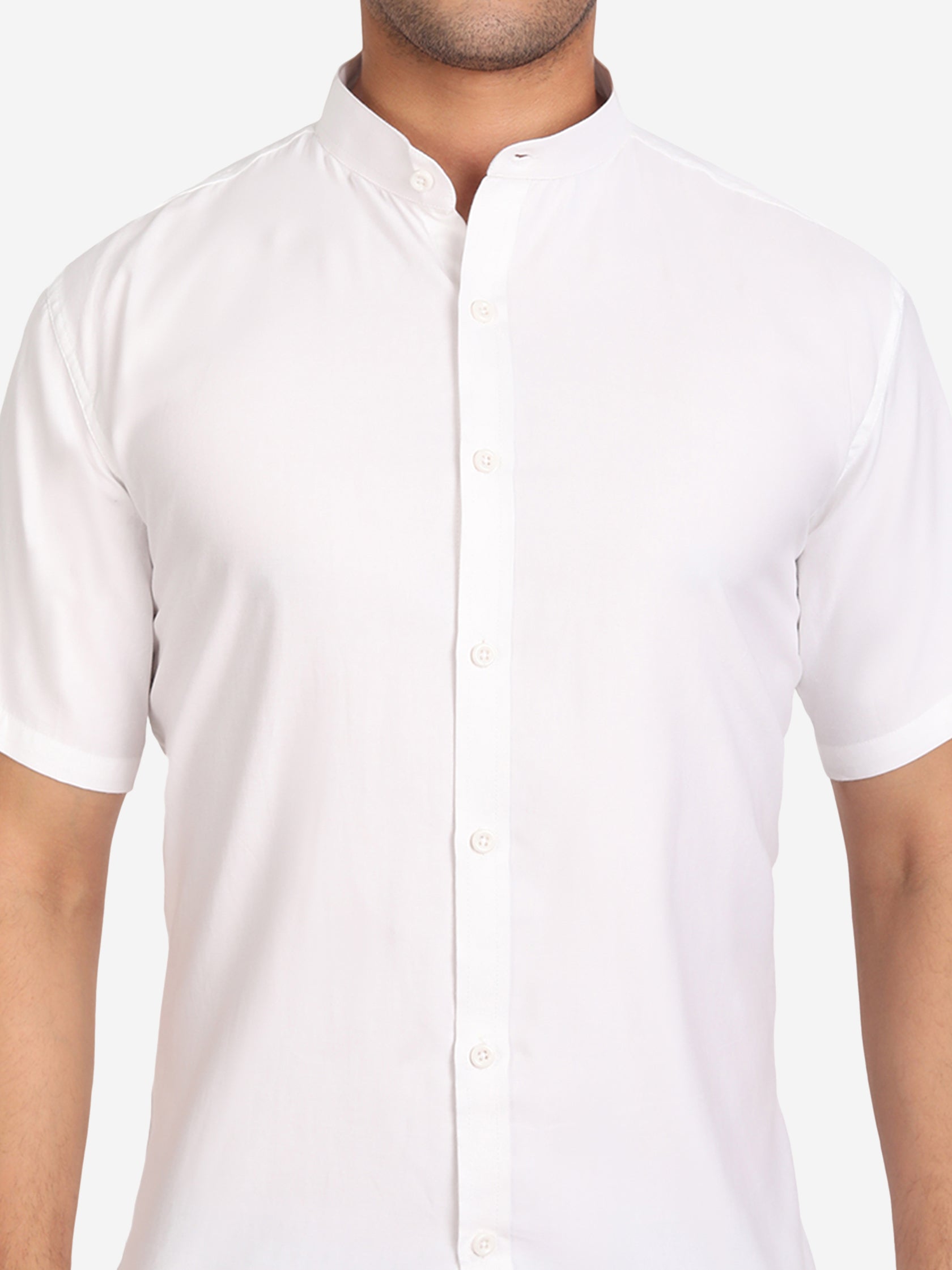 Men Pure Cotton Mandarin Collar Casual Half Sleeve Shirt