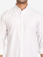 Men Pure Cotton Mandarin Collar Casual Shirt