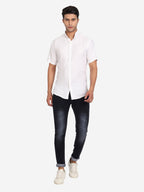 Men Pure Cotton Mandarin Collar Casual Half Sleeve Shirt