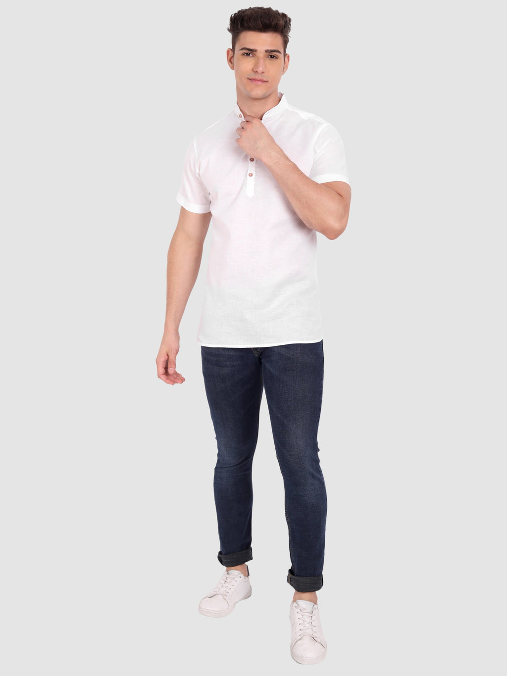 Mens Half Sleeve Casual Cotton Kurta