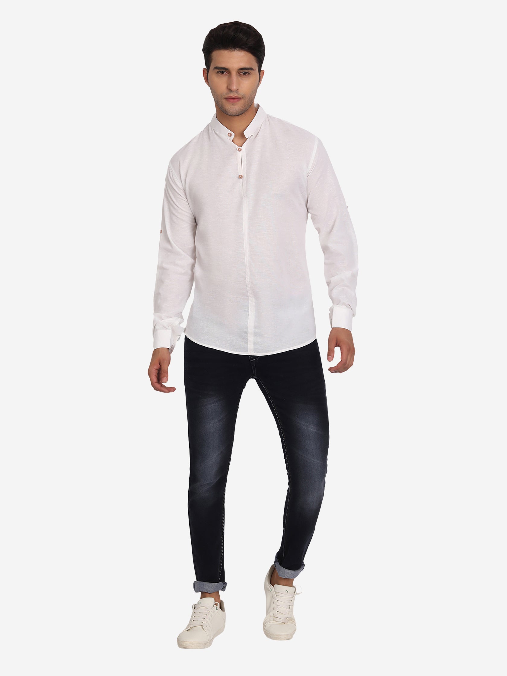 Men Double Button Slim Fit Casual Kurta