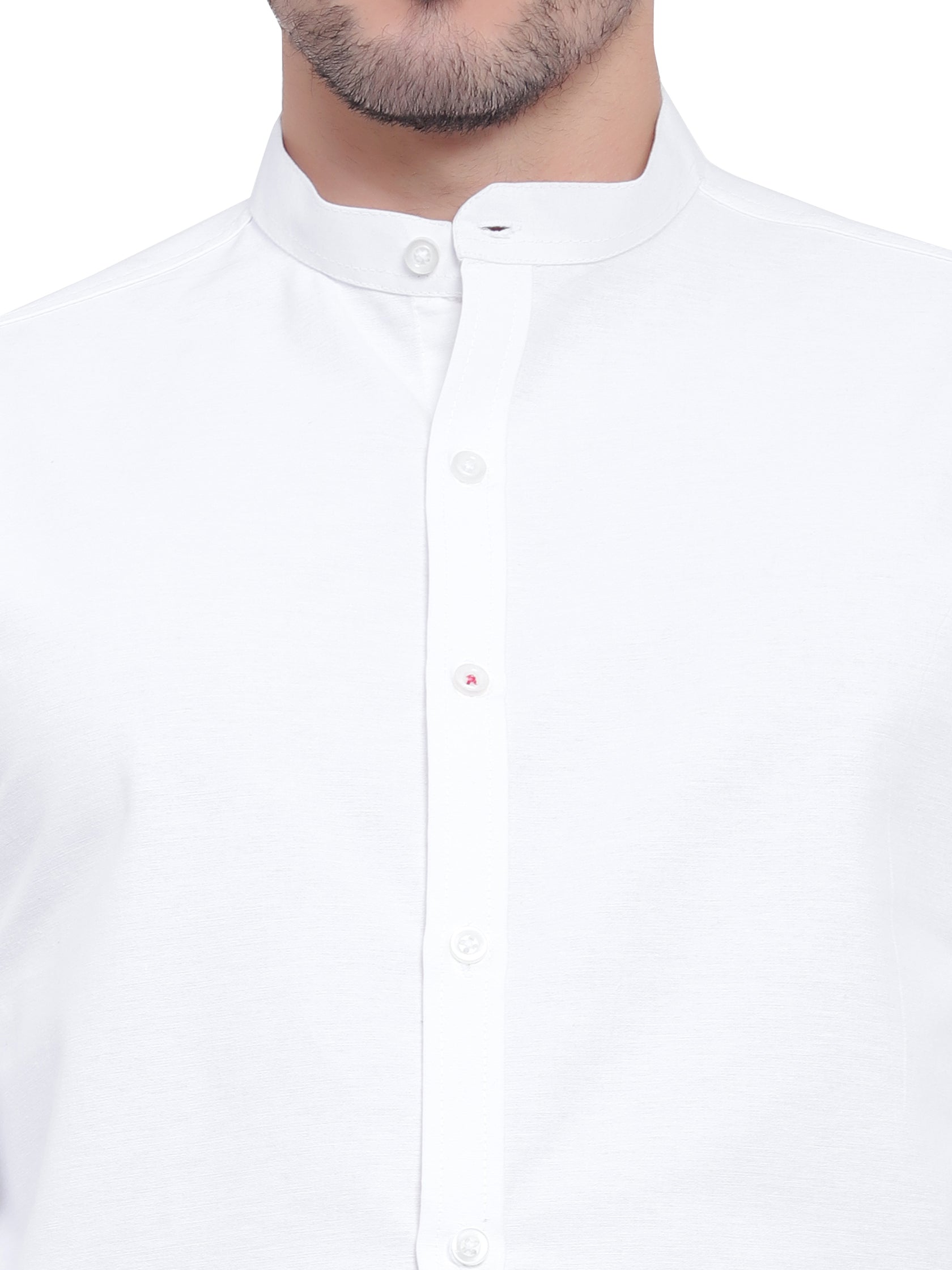 Men Designer Contrast Button Slim Fit Cotton Shirt