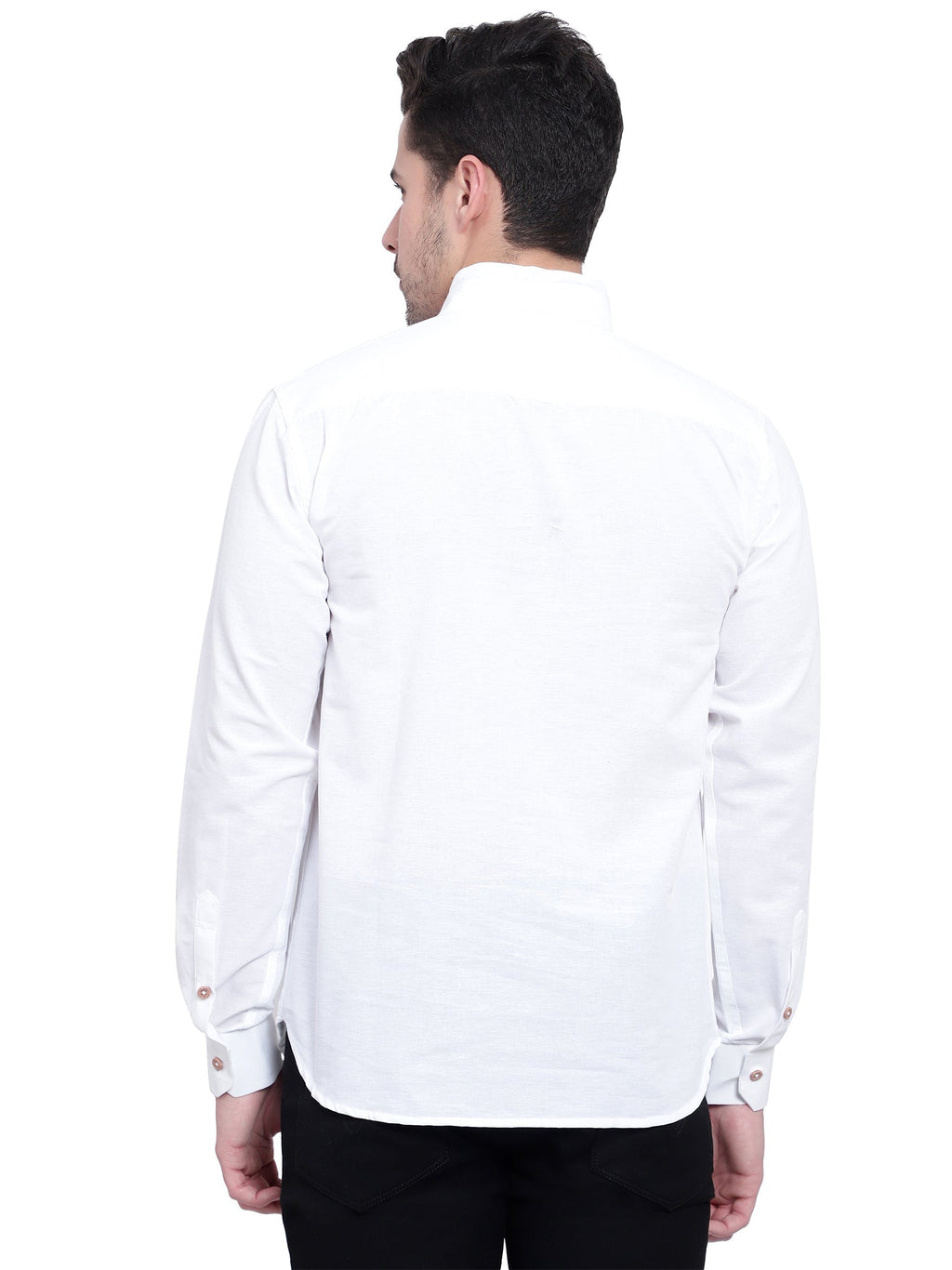 Mens Casual Slim Fit Full Sleeve Double Pocket Cotton Kurta