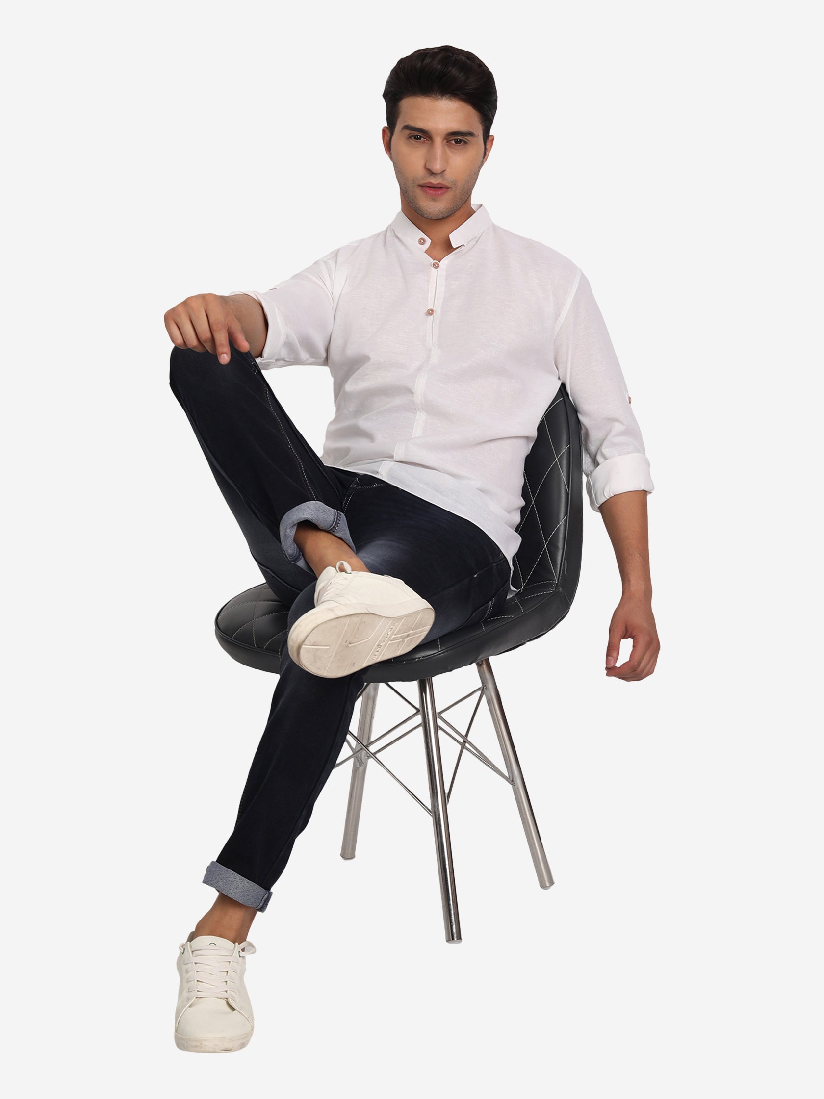 Men Double Button Slim Fit Casual Kurta