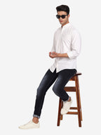 Men Pure Cotton Mandarin Collar Casual Shirt