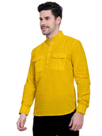 Mens Casual Slim Fit Full Sleeve Double Pocket Cotton Kurta