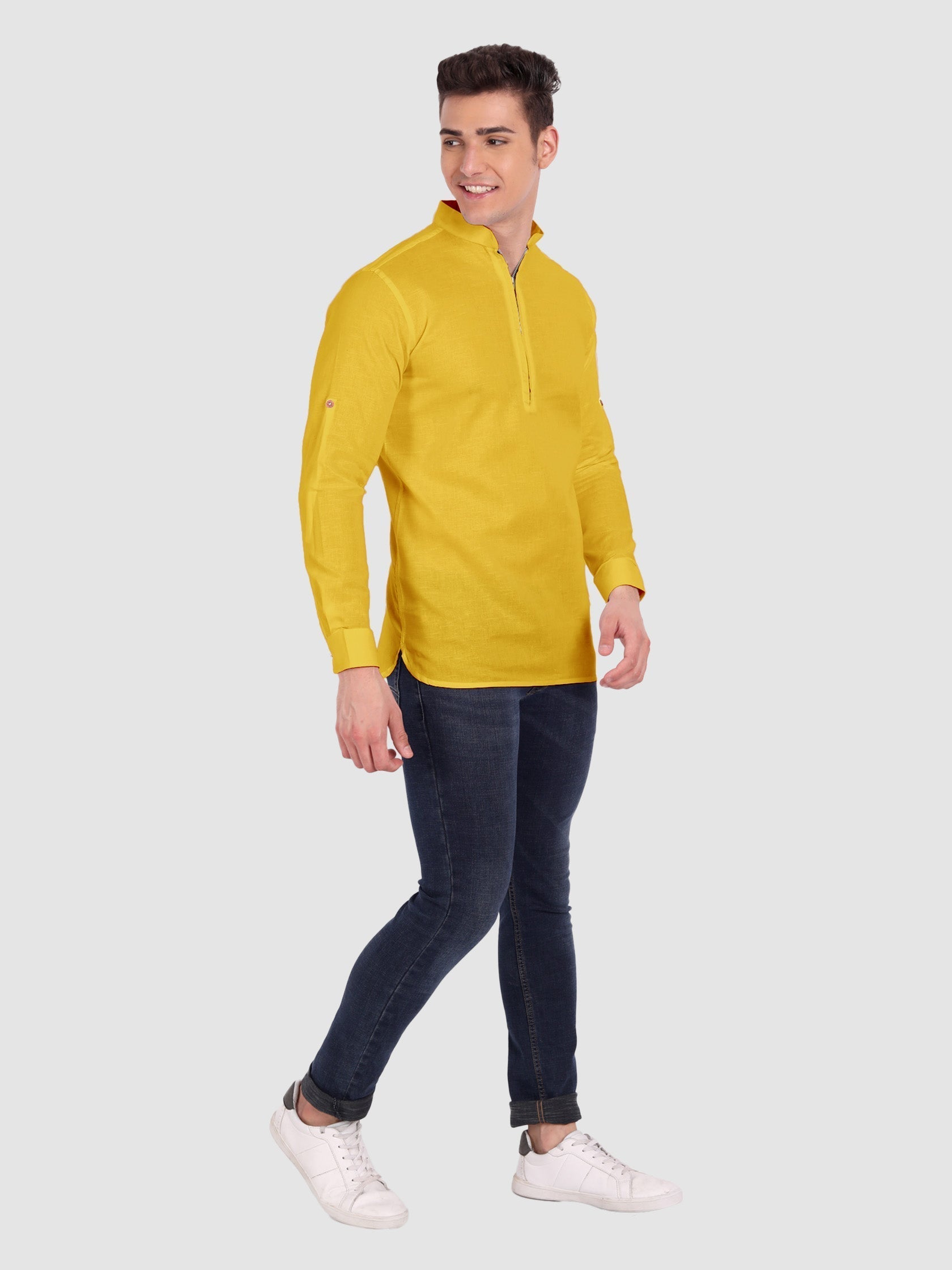 Mens Casual ZIP Style Full Sleeve Cotton Kurta