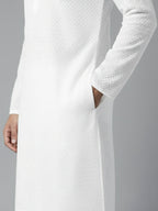 Men White Pure Cotton Chikankari Embroidered Straight Kurta